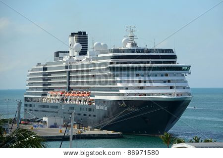 KEY WEST, FL, USA - JAN 1, 2015: Holland American Line Cruise ship Zuiderdam anchore offshore in Key West, Florida, USA.