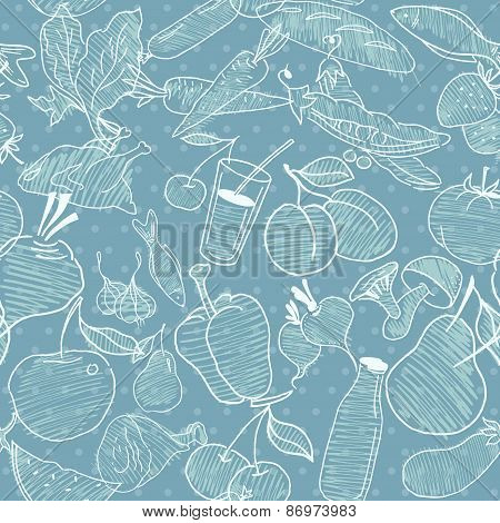 Seamless pattern with food elements