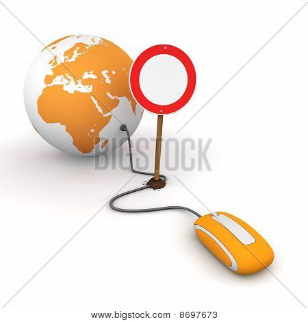 Navigare sul Web In arancione - bloccato da un segno di passaggio No