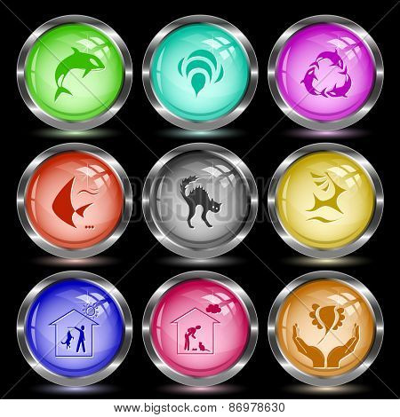 Animal set. Internet button. Vector illustration.