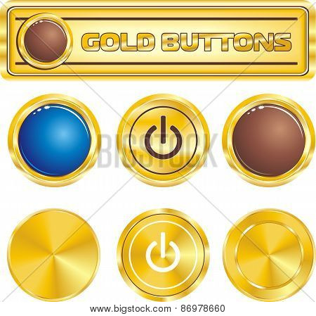 gold circle glossy buttons