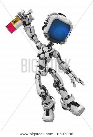 Bluescreen Robot, betrunken