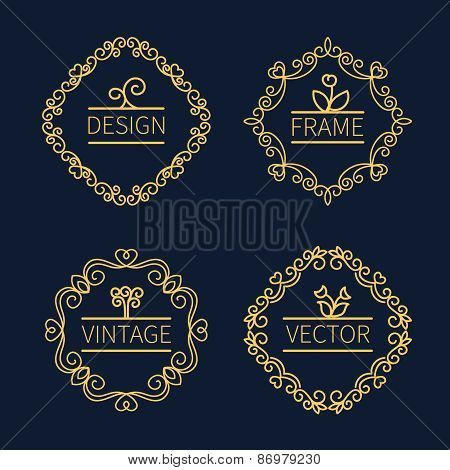 Set outline monograms frame.