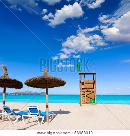Mallorca Can Picafort beach in alcudia bay at Majorca Balearic islands of Spain