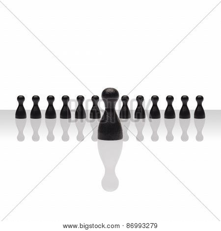Business Concept Leader Step Forward Group Small Black Square