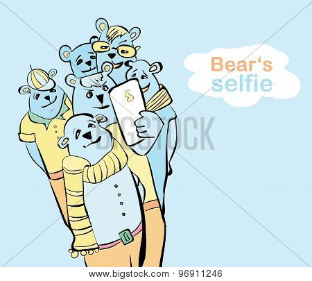 hand painted bear selfie. many bears do self photo.