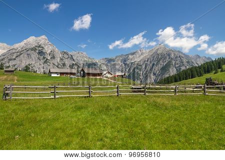 Rural Scene with Mountain Range in Background. Alps Austria.
