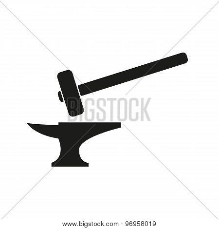 The smithy icon. Forge and stithy, blacksmith symbol. Flat