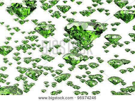 Green Diamond Isolated On White Background With Clipping Path
