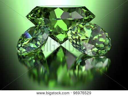 Green Diamond Isolated On White Background With Clipping Path