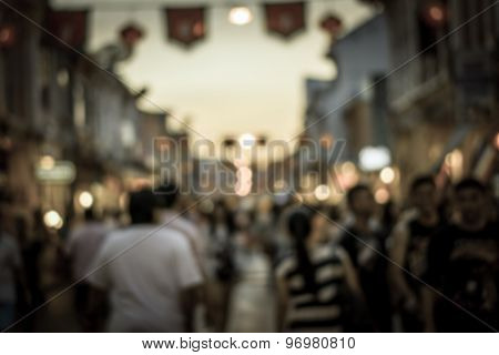 Crowd Of People In Talang Road, Phuket
