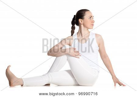 Variation Of Ardha Matsyendrasana Yoga Pose