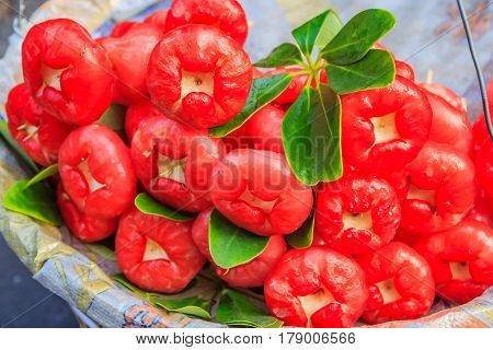 Rose apple or bellfruit at the market in Xiamen China
