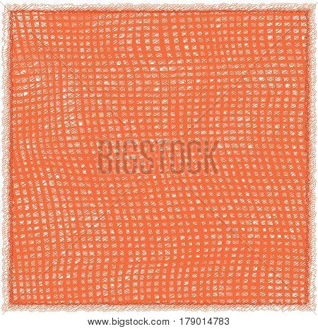 Table napkin with woven grunge striped checkered pattern and fringe in orange colors isolated on white