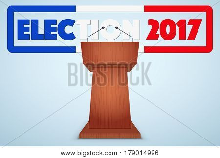 Podium Tribune with French Election 2017 Symbol. Design template and element. for greeting and invitation.  Illustration