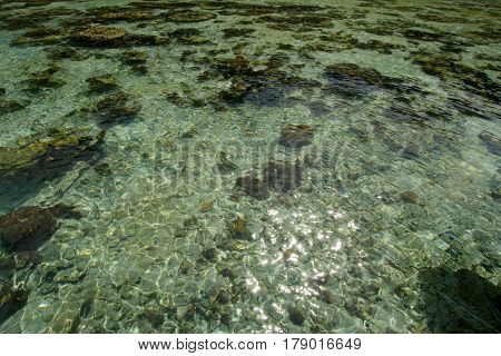Beautiful tropical Bohey Dulang island with beach and blue water for relax