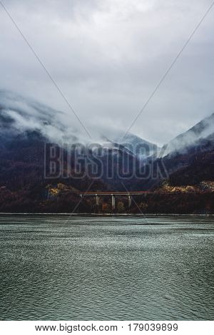landscape on the Danube in Cazanele Mari. Romania