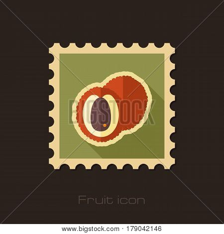 Lichee flat stamp. Tropical fruit vector illustration eps 10