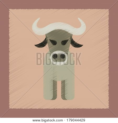 flat shading style icon of cartoon bull