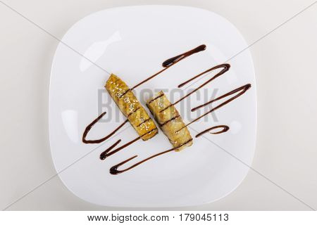 Dishes from sturgeon. Cooked sturgeon. Steak from sturgeon.