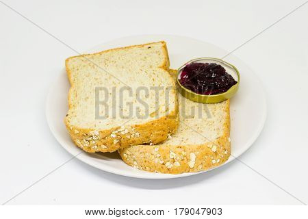 Slice Of Breads On The White Disc Isolate Background