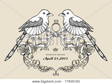 lindo ganha pássaros papel de parede melhor para o cartão de convite de casamento