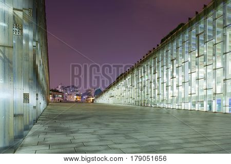 Seoul, South Korea - March 28, 2017: Night Shot Of Underground Library Of The Ewha Womans University