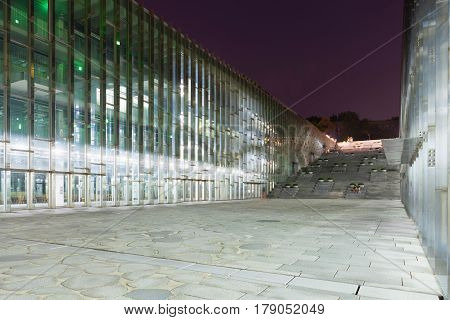 Night Shot Of Underground Library Of The Ewha Womans University - Seoul, South Korea