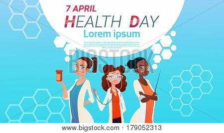 Medical Doctor Group World Health Day 7 April Global Holiday Concept Flat Vector Illustration