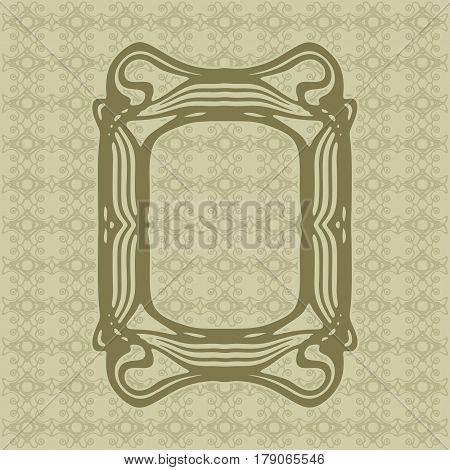 Art Nouveau elegant smooth lines decorative rectangle vector frame for design. Art Deco style fine border ornament