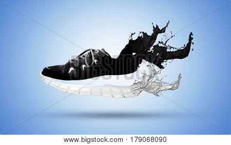 Image Compositing - Product photography of a shoe on blue background