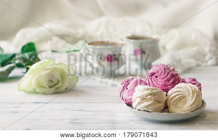 Zephyr (russian Marshmallow) On Light Wooden Table