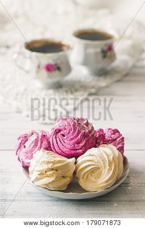 Zephyr (russian Marshmallow) On Light Wooden Table