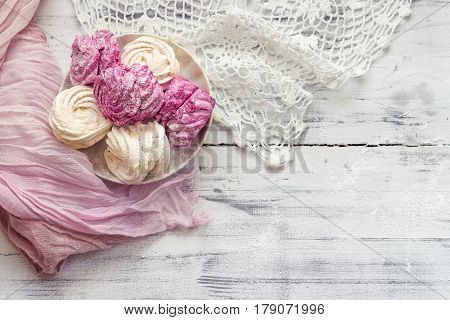 Zephyr (russian Marshmallow) On Light Wooden Table