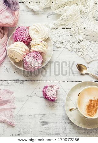 Zephyr (russian Marshmallow) On Light Wooden Table