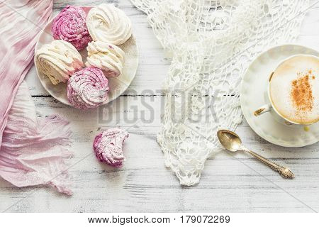 Zephyr (russian Marshmallow) On Light Wooden Table
