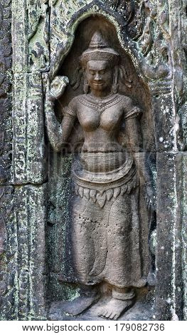 Ancient Bas-relief In Angkor Wat Temple, Cambodia