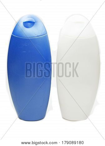 bottles of shampoo and shower gel cosmetic
