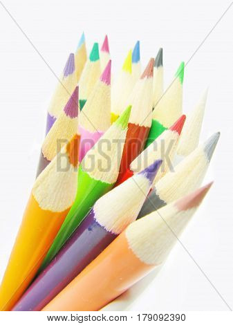set of colored pencils for painting closeup