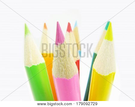 set of colored pencils for painting closeup