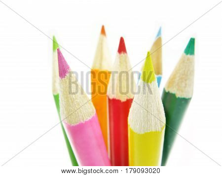 set of colored pencils closeup for painting