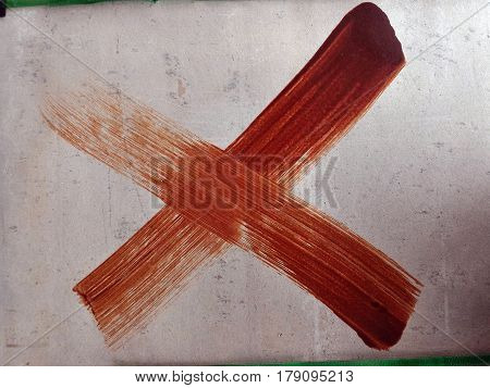 Detail brown cross on  cement board for background