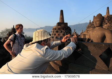 Statue af Buddha i Borobudur Temple