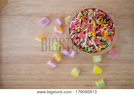 Sugar sprinkle dots decoration for cake and bekery at a children's party