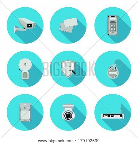 flat icons set security system in vector format