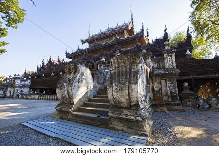 Golden Palace Monastery (Shwenandaw Kyaung) , mandalay in myanmar (Burma)