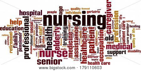 Nursing word cloud concept. Vector illustration on white