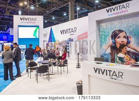 LAS VEGAS - JAN 08 : The Vivitar booth at the CES show held in Las Vegas on January 08 2017 CES is the world's leading consumer-electronics show.