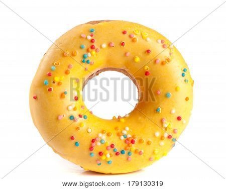 one glazed donut isolated on white background.
