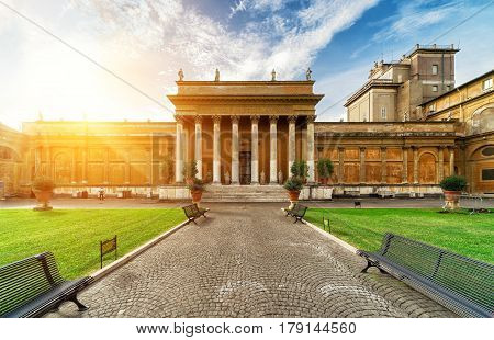 Belvedere Courtyard in Vatican. Old palace in Vatican City, Rome, Italy.